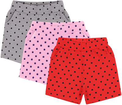 fasla Short For Girls Casual Printed Cotton Jersey(Multicolor, Pack of 3)