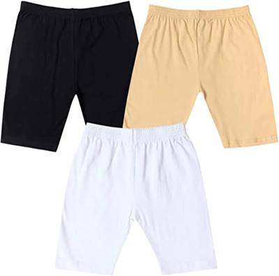 NEEORT FASHION Short For Boys & Girls Casual Solid Cotton Blend(Multicolor, Pack of 3)