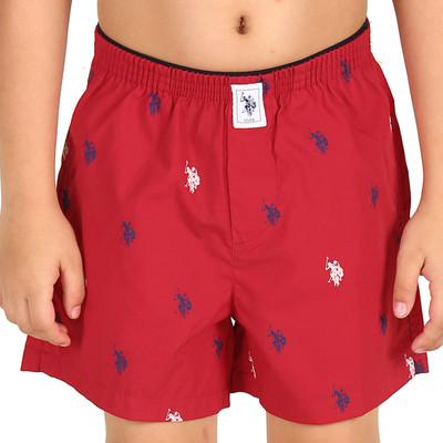 U.S. POLO ASSN. Short For Boys Casual Printed Cotton Blend(Red, Pack of 1)