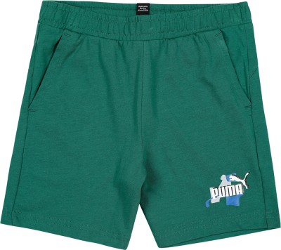 PUMA Short For Boys Casual Solid Cotton Blend(Green, Pack of 1)