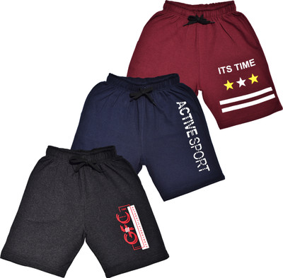 GYRFALCON Short For Boys Casual Printed Cotton Blend(Multicolor, Pack of 3)