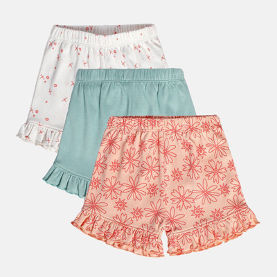MINI KLUB Short For Baby Girls Casual Printed Pure Cotton(Multicolor, Pack of 3)