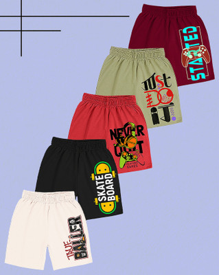 Kiddy Viddy Short For Boys Casual Printed Cotton Blend(Multicolor, Pack of 5)