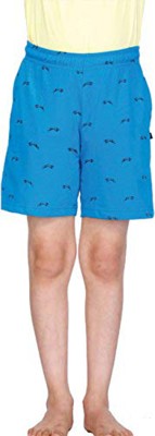 PROTEENS Short For Boys Casual Printed Cotton Blend(Blue, Pack of 1)