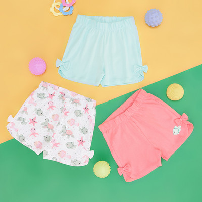 Pantaloons Baby Short For Baby Girls Casual Solid Pure Cotton(Multicolor, Pack of 1)