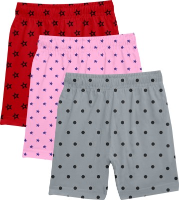 Fasla Short For Girls Casual Printed Cotton Linen(Multicolor, Pack of 3)