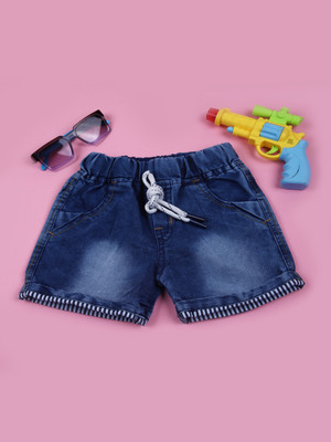 V-MART Short For Baby Boys Casual Dyed/Washed Denim(Dark Blue, Pack of 1)