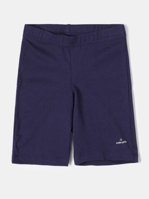 JOCKEY Short For Girls Casual Solid Cotton Blend(Blue, Pack of 1)
