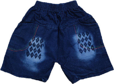 PK Short For Boys & Girls Casual Solid Denim(Blue, Pack of 1)