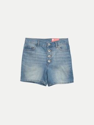 Rad prix Short For Girls Casual Dyed/Washed Denim(Blue, Pack of 1)