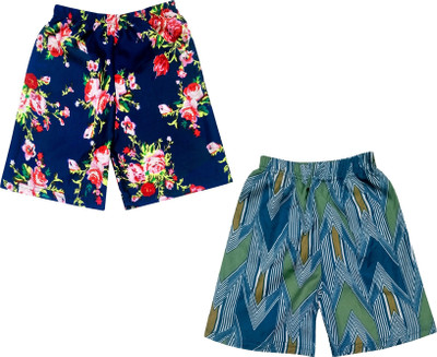 Kavyu Short For Boys Casual Printed, Floral Print Crepe(Multicolor, Pack of 2)