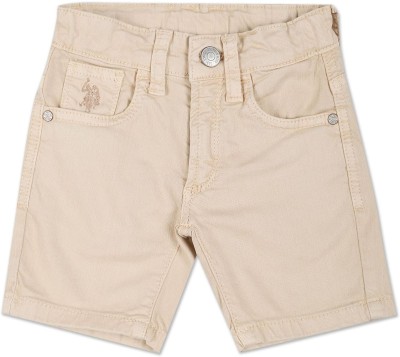 U.S. POLO ASSN. Short For Boys Casual Solid Cotton Blend(Beige, Pack of 1)