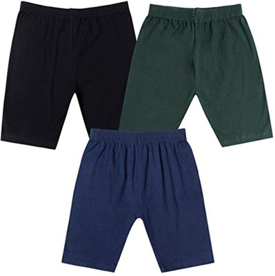 NEEORT TREND Short For Girls Casual Solid Cotton Blend(Multicolor, Pack of 3)