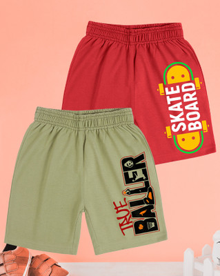 AOOSH Short For Boys Casual Printed Cotton Blend(Red, Pack of 2)