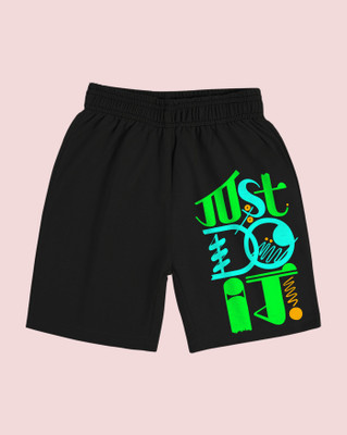 Kiddy Viddy Short For Boys Casual Applique Cotton Blend(Black, Pack of 1)