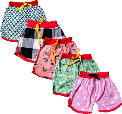 DASKART Short For Girls Casual Printed Cotton Blend(Multicolor, Pack of 5)