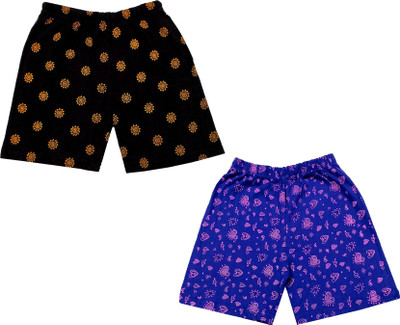 Kavyu Short For Boys Casual Printed Cotton Blend(Multicolor, Pack of 2)