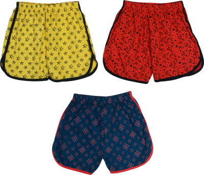 Wee Care Short For Baby Girls Casual Solid Cotton Blend(Multicolor, Pack of 3)