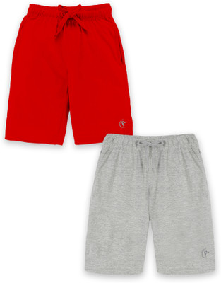 KiddoPanti Short For Boys Casual Solid Pure Cotton(Red, Pack of 2)