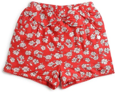 Pepe Jeans Short For Girls Casual Printed Pure Cotton(Red, Pack of 1)