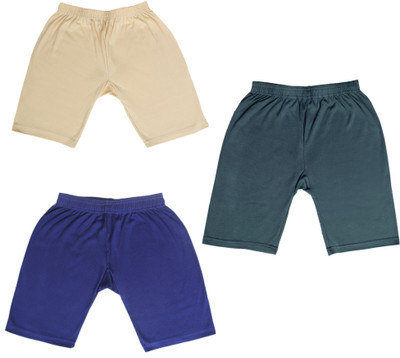 NEEORT TREND Short For Girls Casual Solid Cotton Blend(Multicolor, Pack of 3)