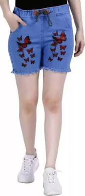 CK Collection Influent Short For Girls Casual Printed Denim(Blue, Pack of 1)