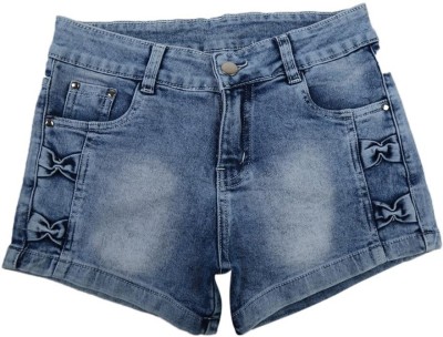 V-MART Short For Girls Casual Solid Denim(Blue, Pack of 1)