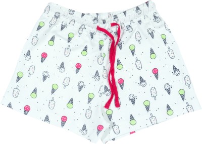 BodyCare Short For Baby Girls Casual Printed Cotton Blend(White, Pack of 1)