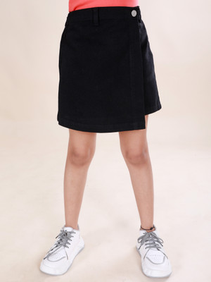 KiddoPanti Short For Girls Casual Solid Pure Cotton(Black, Pack of 1)