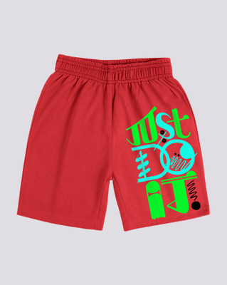 Kiddy Viddy Short For Boys Casual Applique Cotton Blend(Red, Pack of 1)