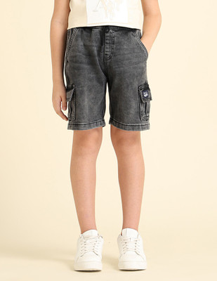 U.S. POLO ASSN. Short For Boys Casual Solid Cotton Blend(Grey, Pack of 1)