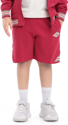Rare Ones Short For Boys Casual Applique Cotton Blend(Red, Pack of 1)