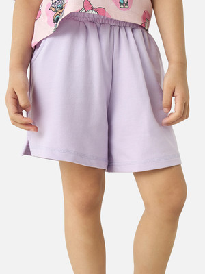 JUNIORS by Babyshop Short For Baby Girls Casual Solid Pure Cotton(Purple, Pack of 2)
