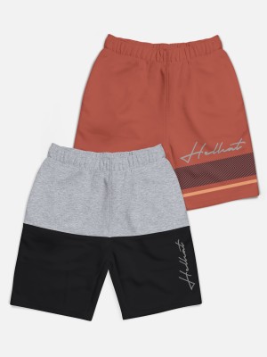 Hellcat Short For Boys Casual Solid Cotton Blend(White, Pack of 2)