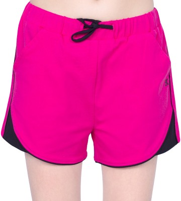 one sky Short For Girls Casual Colorblock Cotton Blend(Pink, Pack of 1)