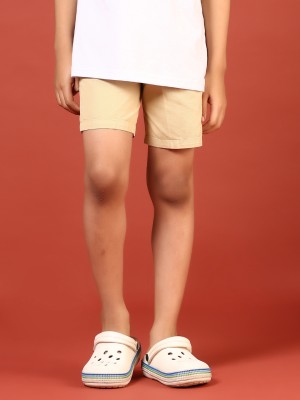 V-MART Short For Boys Casual Solid Cotton Blend(Beige, Pack of 1)