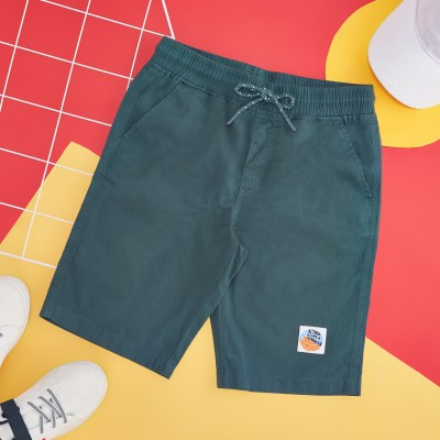 Pantaloons Junior Short For Boys Casual Solid Pure Cotton(Dark Green, Pack of 1)