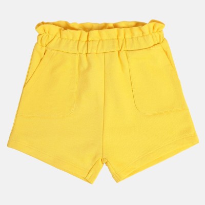 MINI KLUB Short For Baby Girls Casual Self Design Cotton Blend(Yellow, Pack of 1)