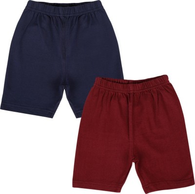 LULA Short For Girls Casual Solid Cotton Linen(Dark Blue, Pack of 2)