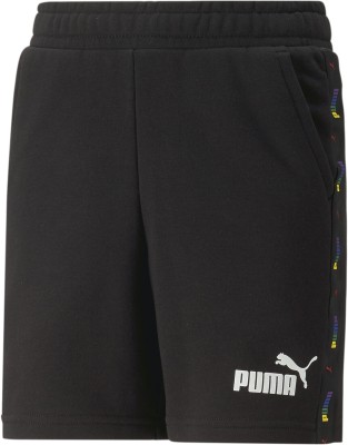 PUMA Short For Boys Casual Solid Cotton Blend(Black, Pack of 1)