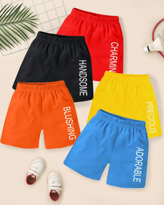 HUXX Short For Boys & Girls Casual Solid Pure Cotton(Multicolor, Pack of 5)