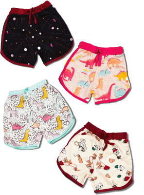 THE CHILD COMPANY Short For Baby Girls Casual Printed Cotton Jersey(Multicolor, Pack of 4)