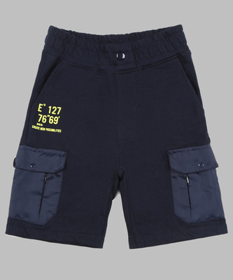 Billion Short For Boys Casual Solid Cotton Blend(Dark Blue, Pack of 1)