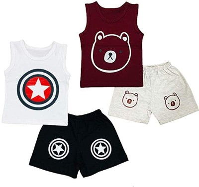 Fareto Baby Boys & Baby Girls Casual T-shirt Shorts(Multicolor)