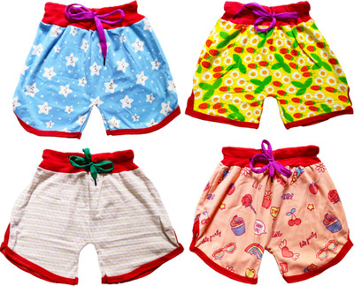 DASKART Short For Baby Boys & Baby Girls Casual Printed Cotton Blend(Multicolor, Pack of 4)