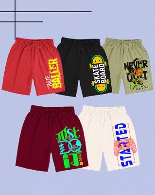 AOOSH Short For Boys Casual Printed Cotton Blend(Multicolor, Pack of 5)