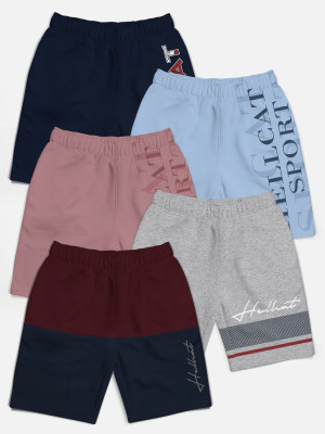 Hellcat Short For Boys Casual Printed, Colorblock Cotton Blend(Multicolor, Pack of 5)