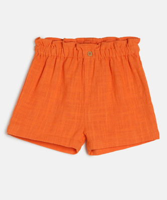MINI KLUB Short For Baby Girls Casual Solid Pure Cotton(Orange, Pack of 1)