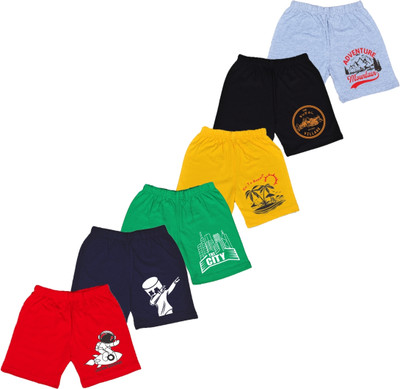 swanker Short For Boys & Girls Casual Printed Cotton Jersey(Green, Pack of 6)
