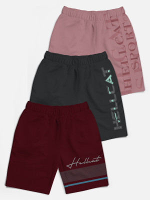 Hellcat Short For Boys Casual Printed Cotton Blend(Pink, Pack of 3)